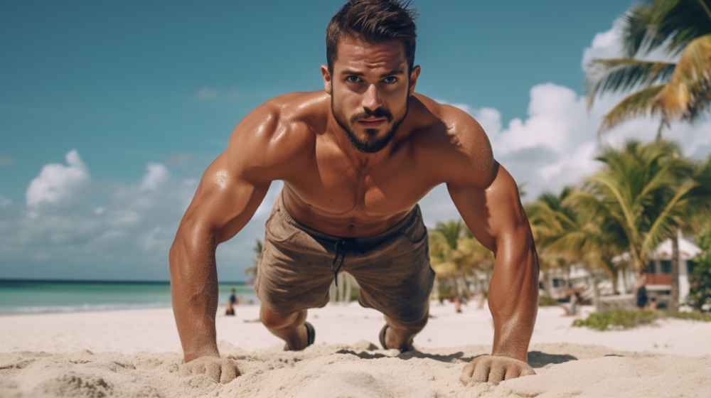 fitness oefeningen in hotelkamer